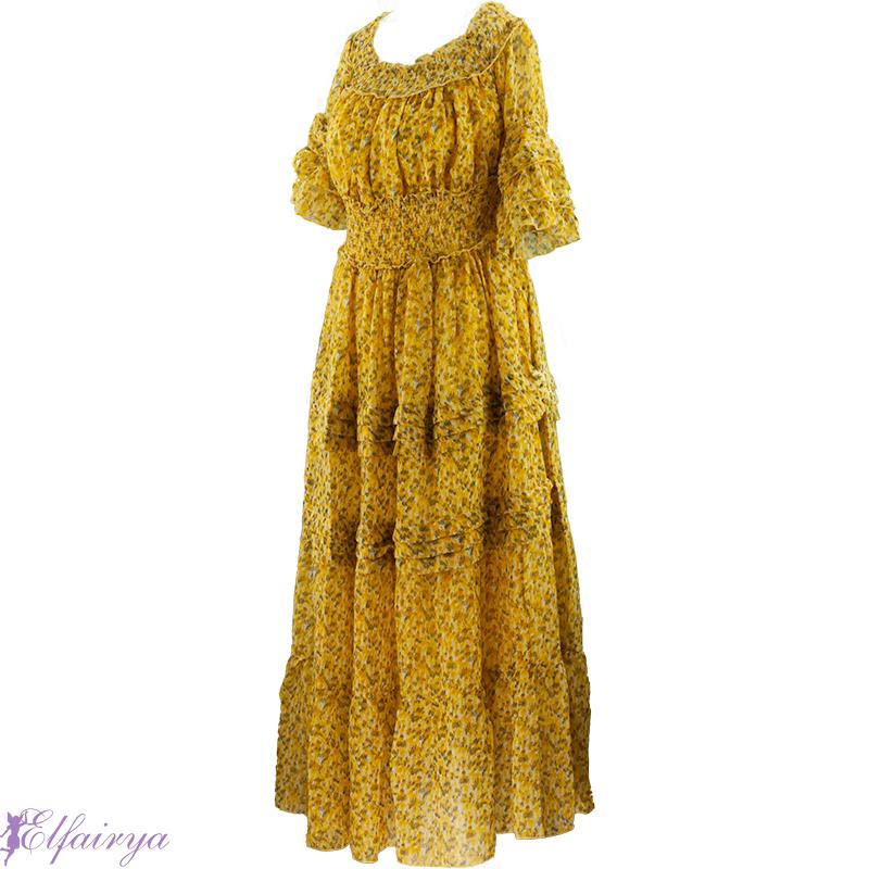 Gelbes Sommer Kleid im "Bohemian Style"
